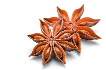 Star anise isolated on white background.