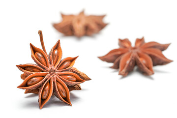 Star anise isolated on white background.