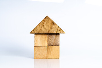 Obraz na płótnie Canvas House with wooden cube shape.