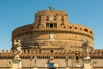 Rome, Italy - May 31 2020: The Mausoleum of Hadrian, usually known as Castel Sant'Angelo.