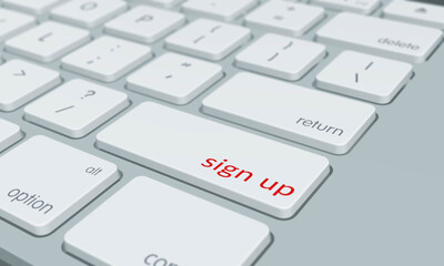 Close up of sign up keyboard button