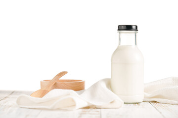Bottle of Milk on white background.