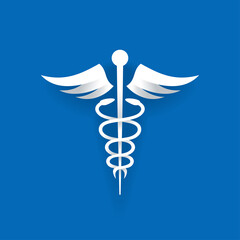 Caduceus symbol - medical center, pharmacy, hospital with popular sign of medicine - vector logo template
