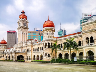 For Illustrative Editorial: This shot shows the Sultan Abdul Samad Building in Kuala Lumpur, Malaysia last July 28, 2018 during a vacation trip. - obrazy, fototapety, plakaty