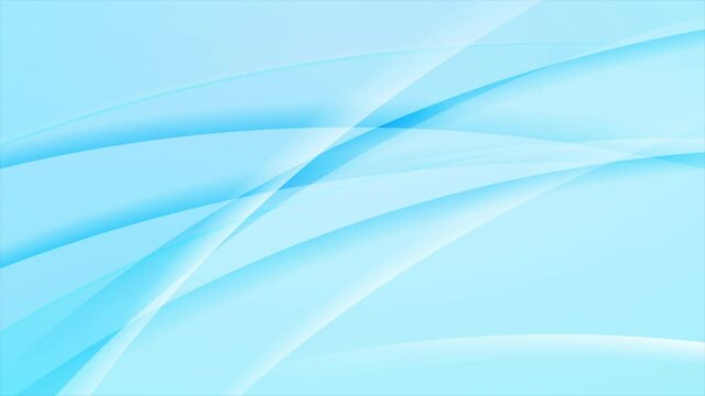 Cyan blue glossy wavy lines abstract motion background. Seamless looping. Video animation Ultra HD 4K 3840x2160