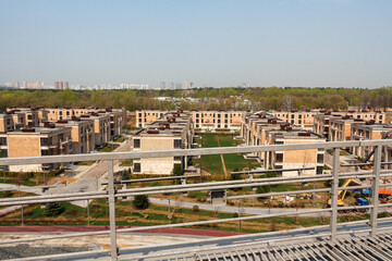 Top view of the construction of a residential complex.