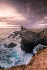 Sunset at Longdrangar - Iceland Winter