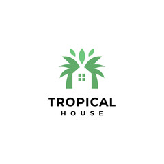 tropical green natural house logo icon vector template