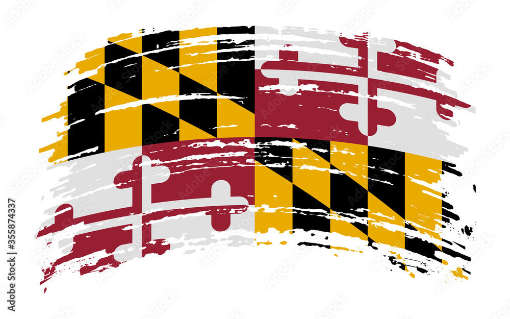 Wall mural maryland flag in grunge brush stroke, vector