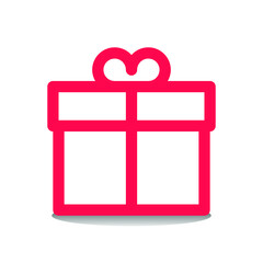 Gift Icon Design. Red Line Style