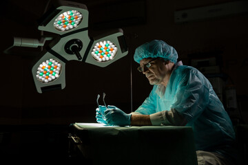 Team of Professional Surgeons and Nurses Suture Wound after Successful Surgery.