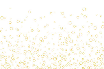 Golden air Bubbles, oxygen, champagne crystal clear isolated on white background modern design. Vector illustration of EPS 10.