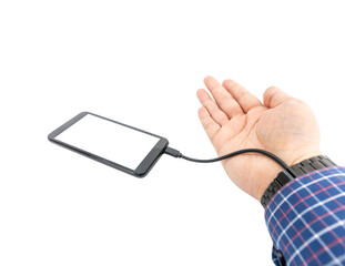 Robotic arm transfering data form a cellphone concept