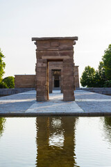 Reflections of the Temple of Debod in Madrid