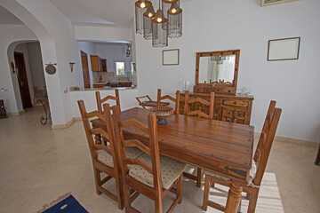 Fototapeta premium Interior design of luxury villa dining area