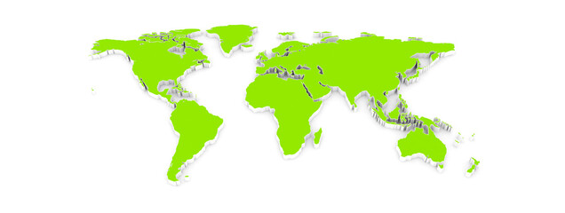World map green 3d on white background	
