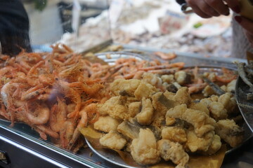 Fish Fritter and fish in Naples, Itally, イタリア ナポリのフリッター、魚