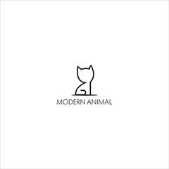 Modern fun outline silhouette cat in black color. animal logo template. 