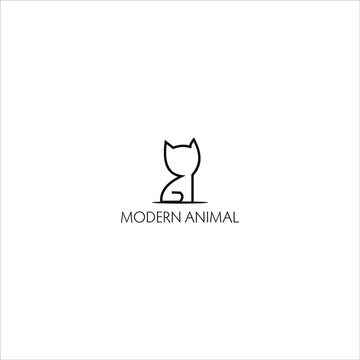 Modern fun outline silhouette cat in black color. animal logo template. 
