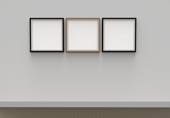 frame, blank, wall, picture, empty, gallery, photo, white, art, isolated, museum, exhibition, interior,  wood, design, image, decoration, 3d, space, room, display, collection, photography, frames