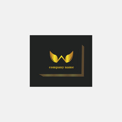 letter w elegant logo illustration of a gold leaf. vector design