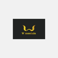 letter w gold mountain illustration logo template. vector design