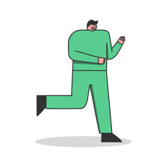 Man runner exercises. Male jogging workout. Fit and healthy cartoon character