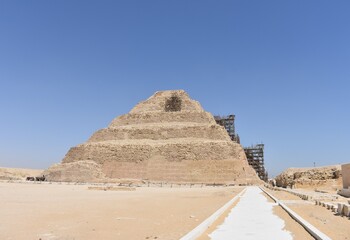 restoring of step pyramid by used wooden scaffolding .6 step pyramid the earliest stone pyramid 
