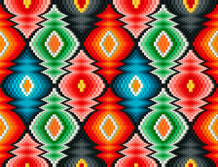 Traditional Italian embroidery design. Colorful seamless geometric pattern.