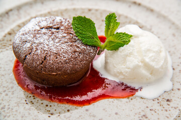 Chocolate fondant - lava cake with vanilla ice cream
