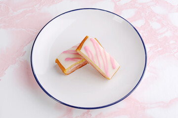 top view two english angel cake slices