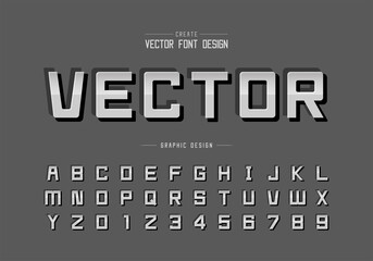 Reflective font and alphabet vector, Gradient style square typeface letter and number design, Graphic text on background