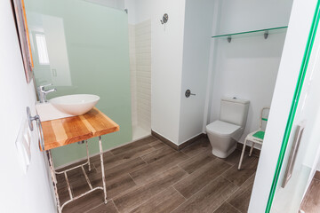 Bathroom of a modern style rental house.