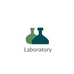 laboratory, chemical, medical test logo, icon. Colorful modern design with bulbs, bottles