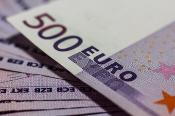 A pile of 500 (fivehundred) Euro banknotes
