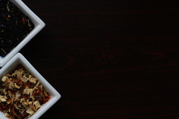 Spices seasoning on a dark background