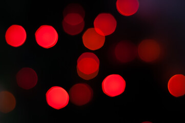 Red lights, blured bokeh background.