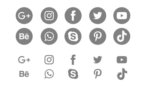 social media icons logos flat vector icon set / collection for apps and websites.