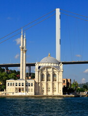 Istanbul, Ortakoy Mosque. In 1854, it was a historic mosque with a neo-classical and baroque style.