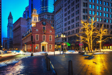 Boston Old state house at Christmas time