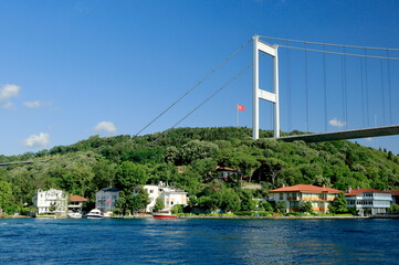 istanbul, Bosphorus Bridge, Beylerbeyi pillar. Turkey
