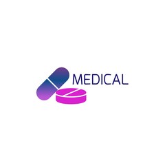 Drug capsules logo design, suitable for pharmacy, medical shop, drugstore, web and design