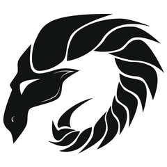 Aries horoscope zodiac sign tattoo or logo. Vector artistic illustration.