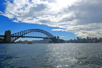 Sydney, Australia - July 16, 2014; Sydney harbor bridge view on a beautiful day.
