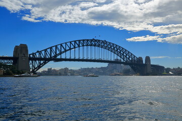 Sydney, Australia - July 16, 2014; Sydney harbor bridge view on a beautiful day.