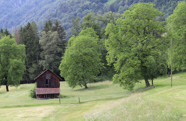 Obraz premium Casas nas montanhas suíças