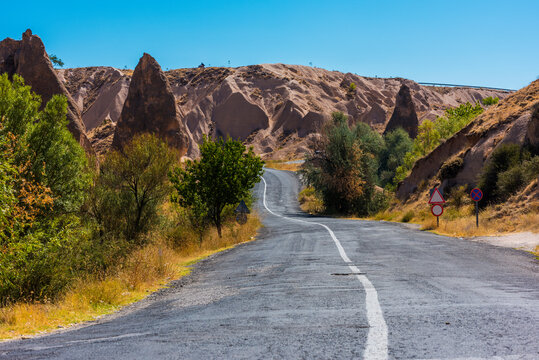 Asphalt Road in Cappadocia, Nevsehir, Turkey.

