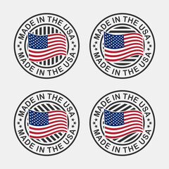 Made in the USA stamp, icon, sign, label. Vector illustration