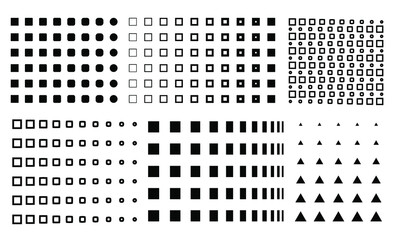 Fototapeta premium vector memphis design elements, gradient memphis, circles to squares, dots, squares gradient,