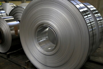 Obraz na płótnie Canvas Completed the production of aluminum sheet coils.